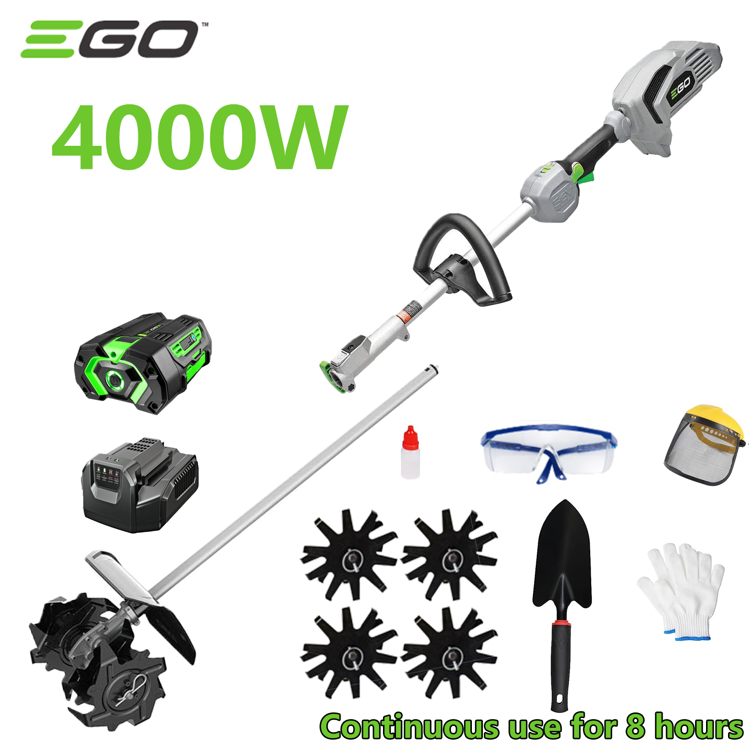 Kultivátor 4000W + 1db 96V akku + gyors töltés + motorkultivátor + teljes tartozékkészlet